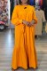 Yellow Elegant Print Letter O Neck Straight Dresses