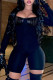 Black Sexy Street Solid Patchwork Square Collar Skinny Rompers
