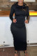 Black Casual Solid Patchwork Slit Zipper Hooded Collar One Step Skirt Dresses