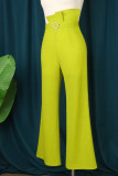 Rose Red Casual Solid Patchwork Regular High Waist Trousers