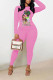 Pink Casual Print Patchwork O Neck Long Sleeve Two Pieces