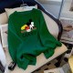 Green Casual Character Print Letter O Neck Tops