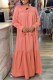 Pink Elegant Print Letter O Neck Straight Dresses