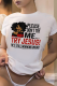 White Casual Vintage Print Patchwork Letter O Neck T-Shirts