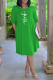 Green Casual Print Patchwork O Neck Straight Dresses