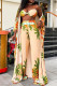 Multicolor Sexy Casual Print Cardigan Vests Pants Long Sleeve Three-piece Set