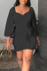 Black Casual Solid Bandage Patchwork Square Collar One Step Skirt Dresses