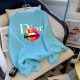 Baby Blue Casual Print Letter O Neck Tops