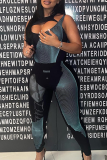Black Sexy Print Hollowed Out O Neck Sleeveless Two Pieces