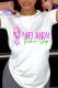 White Casual Daily Print Patchwork Letter O Neck T-Shirts
