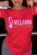Red Casual Daily Print Patchwork Letter O Neck T-Shirts