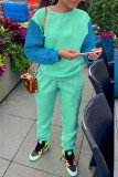 Yellow Casual Solid Patchwork O Neck Long Sleeve Two Pieces
