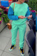 Lake Blue Casual Solid Patchwork O Neck Long Sleeve Two Pieces