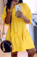 Yellow Casual Solid Patchwork O Neck Straight Dresses