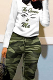 Green Casual Print Patchwork O Neck Long Sleeve Two Pieces