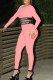 Pink Sportswear Letter Patchwork O Neck Long Sleeve Two Pieces