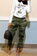 Green Casual Print Patchwork O Neck Long Sleeve Two Pieces