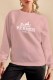 Pink Street Print Letter O Neck Tops