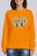 Orange Street Character Print Letter O Neck Tops