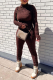 Coffee Street Solid Patchwork Zipper Half A Turtleneck Skinny Jumpsuits
