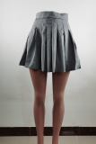 Pink Casual Solid Fold Regular High Waist Type A Solid Color Bottoms
