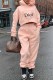 Pink Casual Print Letter Hooded Collar Long Sleeve Two Pieces