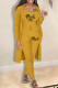 Yellow Casual Print Patchwork Long Sleeve Two Pieces