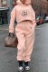 Pink Casual Print Letter Hooded Collar Long Sleeve Two Pieces
