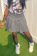 Grey Casual Solid Fold Regular High Waist Type A Solid Color Bottoms