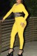 Yellow Sportswear Letter Patchwork O Neck Long Sleeve Two Pieces