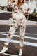 Apricot Casual Print Patchwork Hooded Collar Long Sleeve Two Pieces