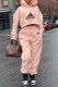 Pink Casual Print Letter Hooded Collar Long Sleeve Two Pieces