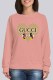 Pink Street Character Print Letter O Neck Tops