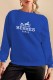 Blue Street Print Letter O Neck Tops