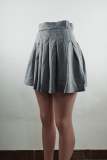 Pink Casual Solid Fold Regular High Waist Type A Solid Color Bottoms