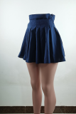 Pink Casual Solid Fold Regular High Waist Type A Solid Color Bottoms