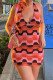 Red Sexy Print Patchwork Halter Pencil Skirt Dresses