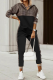 Dark Coffee Casual Print Patchwork Hooded Collar Long Sleeve Two Pieces
