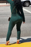 Coffee Street Solid Patchwork Zipper Half A Turtleneck Skinny Jumpsuits