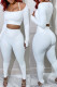 White Sexy Solid Patchwork U Neck Two Pieces