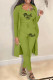 Green Casual Print Patchwork Long Sleeve Two Pieces