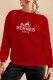 Red Street Print Letter O Neck Tops