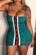 Light Green Sexy Print Patchwork Letter Spaghetti Strap One Step Skirt Dresses