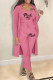 Pink Casual Print Patchwork Long Sleeve Two Pieces
