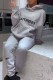 Grey Casual Print Letter Hooded Collar Long Sleeve Two Pieces