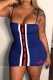 Blue Sexy Print Patchwork Letter Spaghetti Strap One Step Skirt Dresses