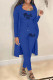 Blue Casual Print Patchwork Long Sleeve Two Pieces