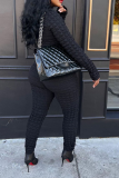 Coffee Street Solid Patchwork Zipper Half A Turtleneck Skinny Jumpsuits