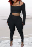 White Sexy Solid Patchwork U Neck Two Pieces
