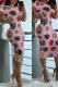 Pink Sexy Print Patchwork O Neck Pencil Skirt Dresses